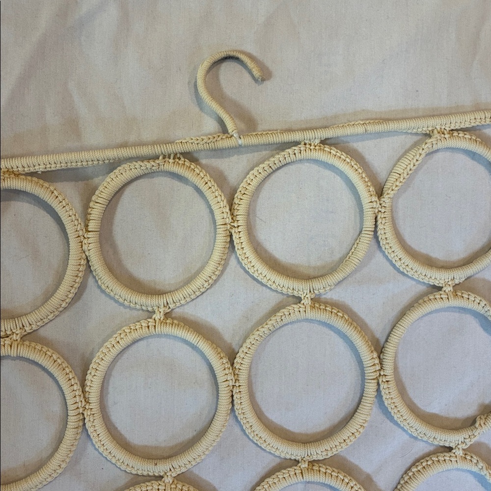 Hanging Scarf Organizer W/ 28 Holes for 28 Scarves or Necklaces or Ties Cream